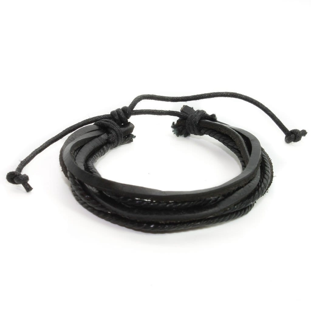 Black Leather Men's Bracelet - SALE